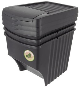 Set di cestini per la spazzatura neri in plastica per raccolta differenziata 3 pz 3x22 l – Orion