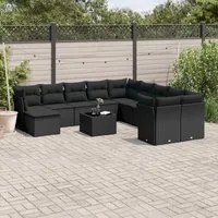 Set Divani da Giardino 12 pz con Cuscini Nero in Polyrattancod mxl 87477