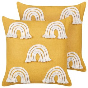 Set di 2 cuscini cotone giallo 45 x 45 cm LEEA Beliani