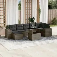 Set Divano da Giardino 8 pz con Cuscini Grigio in Polyrattan 3269320