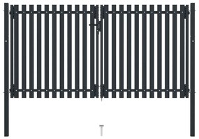 Cancello Per Recinzione Doppio İn Acciaio 306x200 Cm Antracite /