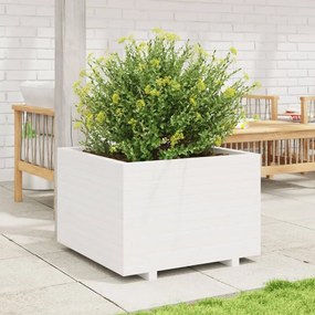 Fioriera Da Giardino Bianca 70x70x49,5cm Legno Massello Di Pino /
