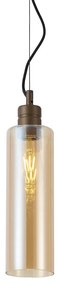 Lampada a sospensione Hotel Chic bronzo scuro con vetro ambrato - Stavelot
