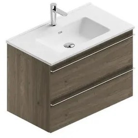 Mobile sottolavabo e lavabo Linea per vasca centrale rovere cotto in truciolare L 80 x H 55 x P 46 cm 2 cassetti