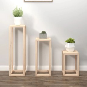 Set Supporti Per Piante 3 Pz İn Legno Massello Di Pino /