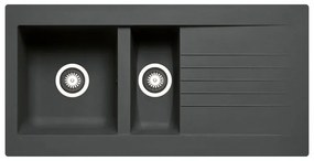 Lavello integrato 1.5 vasche con gocciolatoio laterale destro o sinistro DELINIA Scirocco resina L 50 x L 100 cm nero