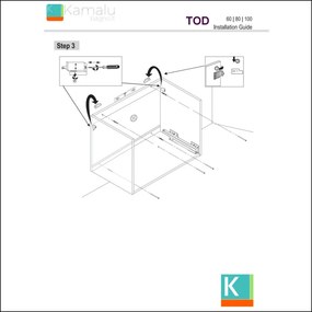 Composizione bagno sospesa 80cm: mobile, specchio e colonna TOD-80B - KAMALU