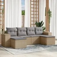 Set Divano da Giardino 6 pz con Cuscini Beige in Polyrattan 3222918