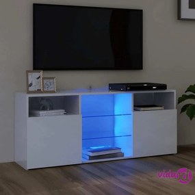 vidaXL Mobile Porta TV con Luci LED Bianco Lucido 120x30x50 cm