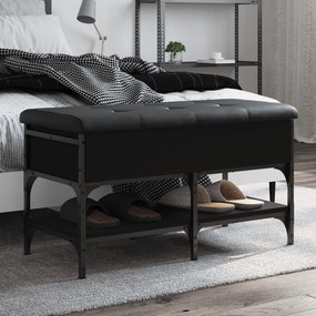 Panca Porta Scarpe Nera 82x42x45 Cm İn Legno Multistrato /