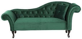 Chaise longue per lato destro in velluto verde scuro LATTES Beliani
