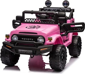 Macchina Elettrica per Bambini Fuoristrada Toyota Fj Cruiser 12V Telecomando Ruote in Gomma e Sedile in Pelle Rosa...