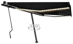Tenda Da Sole Retrattile Manuale Con Led 400x300 Cm Antracite /