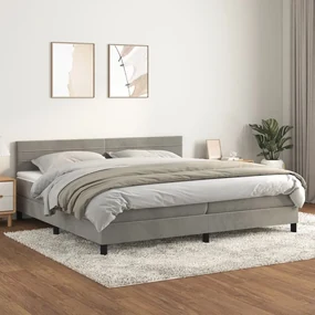 Giroletto a molle con materasso grigio chiaro 200x200cm velluto