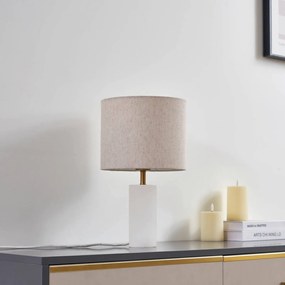 Lampada da tavolo Lindby alabastro, bianco/beige, Ø 25 cm, marmo, E27