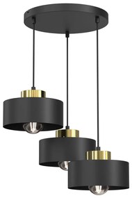 Lampadario a sospensione con filo MARTI 3xE27/15W/230V nero/oro