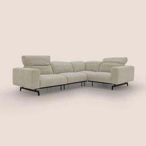 Sakura divano in piuma d'oca angolare REVERSIBILE in morbido tessuto fiammato impermeabile T14 grigio chiaro