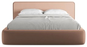 Letto matrimoniale imbottito rosa chiaro con contenitore con griglia 160x200 cm Kiana - Makamii