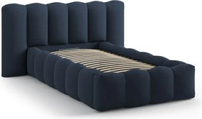 Letto singolo imbottito blu con contenitore con rete inclusa 90x200 cm Lupine – Micadoni