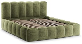 Letto matrimoniale imbottito verde con spazio contenitivo e rete 180x200 cm Lupine - Micadoni Home
