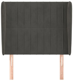 Testiera ad orecchio grigio scuro 93x23x118/128 cm in velluto