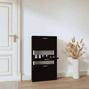 Scarpiera Nera 59x17x108 Cm İn Legno Multistrato /