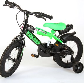 Bicicletta per Bambini 14" Stabilizzatori e Freni Caliper Verde...