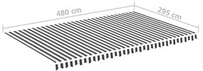 Tessuto di Ricambio per Tenda da Sole Antracite e Bianco 5x3 m