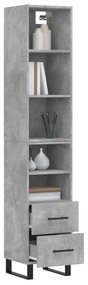 Credenza Grigio Cemento 34,5x34x180 cm in Legno Multistrato