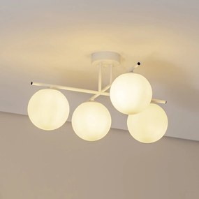 Domiluce Plafoniera Aurora, bianca, Ø 50 cm, a 4 luci, vetro, E14