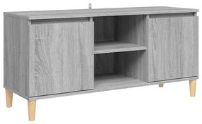 Mobile tv gambe in legno massello grigio sonoma 103,5x35x50 cm