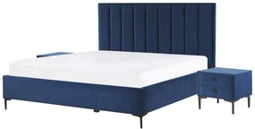 Set camera da letto velluto blu 140 x 200 cm SEZANNE Beliani