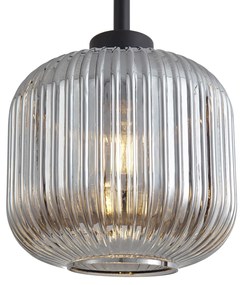 Lampada da terra di design nera con vetro fumé - Ana