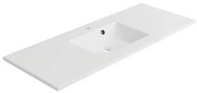 Lavabo integrale a incasso rettangolare doppia vasca Neo L 121 x H 11.2 x P 48.5 cm in composito minerale di resina gelificata bianco