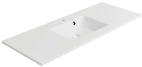 Lavabo integrale rettangolare doppia vasca Neo L 121 x H 11.2 x P 48.5 cm in composito minerale di resina gelificata bianco