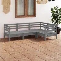 Set Salotto da Giardino 4 pz in Legno Massello di Pino Grigio 3082689