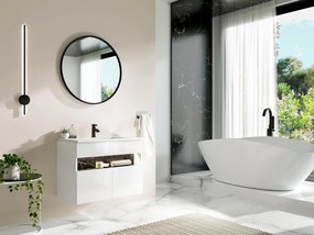 Mobile per il bagno sospeso a LED con lavabo da incasso Bianco e Nero effetto marmo L80 cm POZEGA