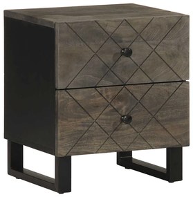 Comodino Nero 40x33x46 Cm İn Legno Massello Di Mango /