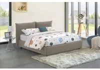 Letto matrimoniale Tiziana, Letto contenitore con rivestimento in tessuto, Made in Italy, Apertura frontale, adatto per materasso cm 160x190, Tortora