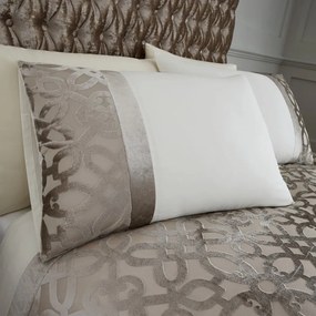 Biancheria da letto in velluto beige-crema per letto matrimoniale 200x200 cm Lattice Cut - Catherine Lansfield