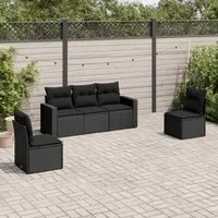 Set Divani da Giardino 5 pz con Cuscini in Polyrattan Nero 3218775