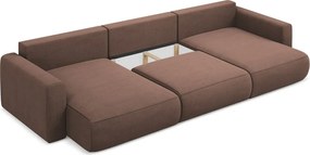 Divano angolare rosa allungabile/con contenitore (a U) Kapua – Makamii