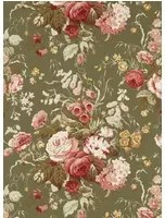 Sanderson Tapete Stapleton Park - Olive/ Bengal Red