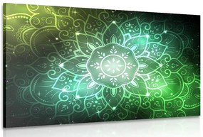 Quadro su tela – Mandala con sfondo galattico in sfumature di verde