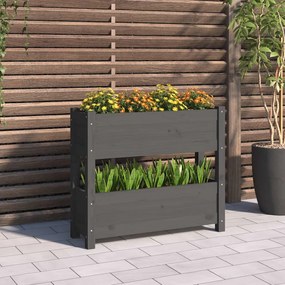 Fioriera Grigia 77x25x66 Cm İn Legno Massello Di Pino /