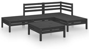 Set salotto da giardino 5 pz in legno massello di pino nero