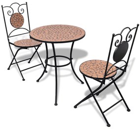 Set Da Bistrot 3 Pz İn Piastrelle Di Ceramica Terracotta /