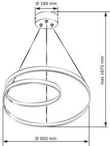 Lampadario LED a sospensione con filo ZEFIRA LED/52W/230V 4000K diametro 60 cm antracite