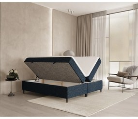 Letto boxspring blu scuro con contenitore 180x200 cm Araya - Maison de Rêve