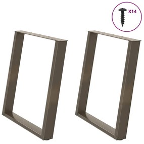 Gambe Tavolo Pranzo A U 2 Pz 80x(72-73) Cm Acciaio /